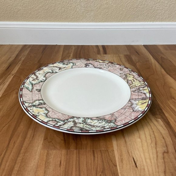 Syracuse Serving Plate Roman World Map Pattern Diameter: 12'' Made In USA Rare - Picture 4 of 9